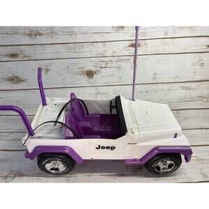Vintage Barbie Jeep 1997 Meritus White/Purple Chrome Jeep Wrangler Car FOR PARTS